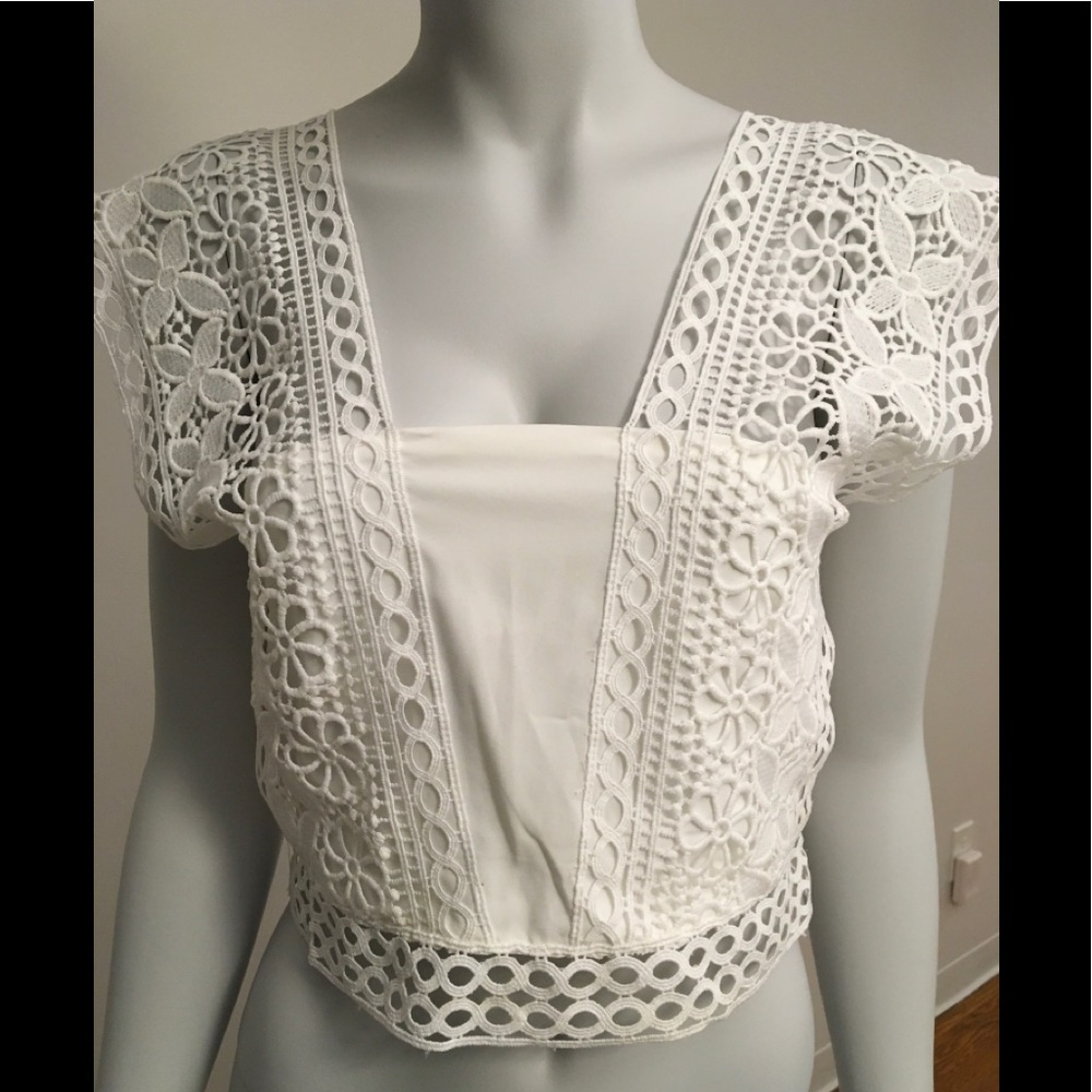 Charlotte Russe White Embroidered Crop Top
